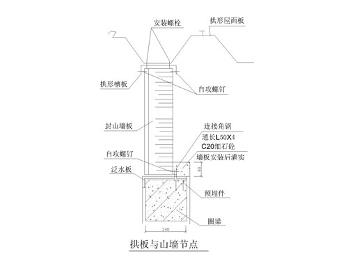 拱板與山墻安裝節點(diǎn)圖